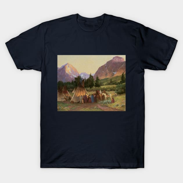 Crow Encampment, Montana by Joseph Henry Sharp T-Shirt by MasterpieceCafe